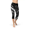 Legging Capri noir Notes de piano Femme
