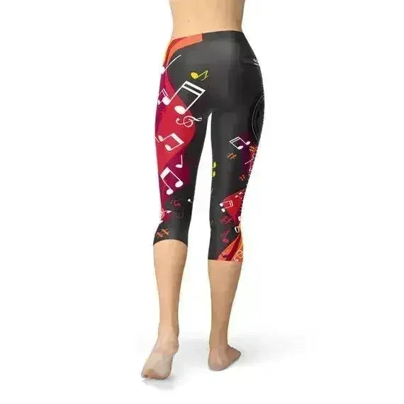Legging court Capri guitare et notes de musique
