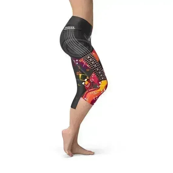 Legging court Capri guitare et notes de musique