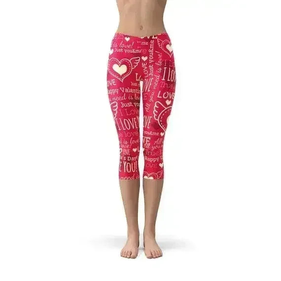 Legging Capri Cœurs d'amour Rouge