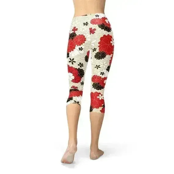 Legging Capri Femme Fleur de Cerisier Japonais