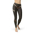 Legging de sport marron à rayures pour femme