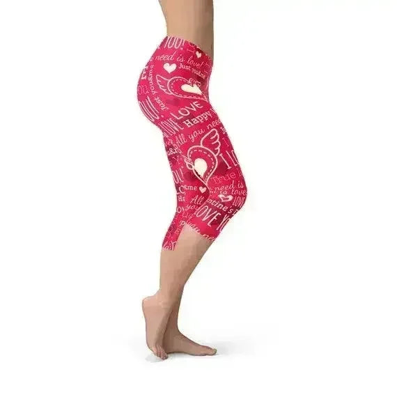 Legging Capri Cœurs d'amour Rouge