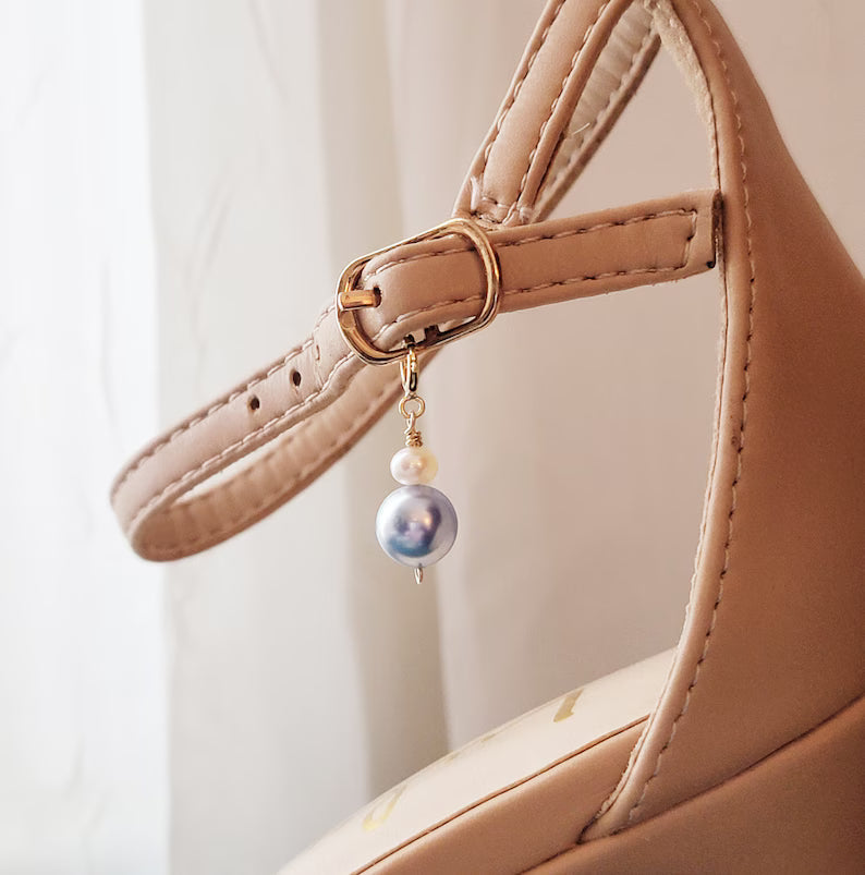Something Blue Bridal Charm – Freshwater Pearl & Swarovski Clip-On