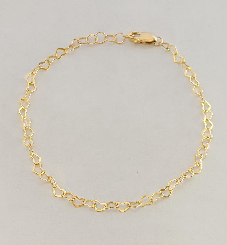 Bracelet Petit Cœur - Argent sterling ou Or laminé 14 carats