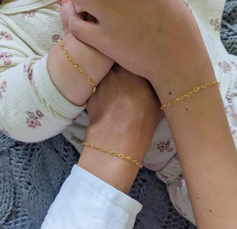 Bracelet Petit Cœur - Argent sterling ou Or laminé 14 carats