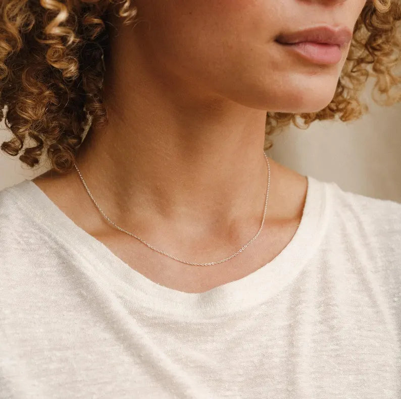 Collier chaîne délicate 1,3 mm | Argent sterling ou or 14 carats laminé