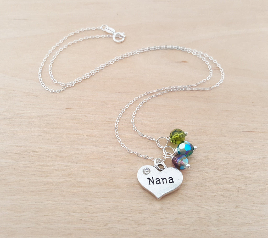 Collier Nana - Collier Pierre de Naissance Grand-mère - Choisissez Votre Pierre de Naissance - Collier en Argent Sterling - Collier Multi Pierres de Naissance - Idée Cadeau