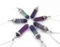 Rainbow Flourite Gemstone Crystal Pendant Necklace