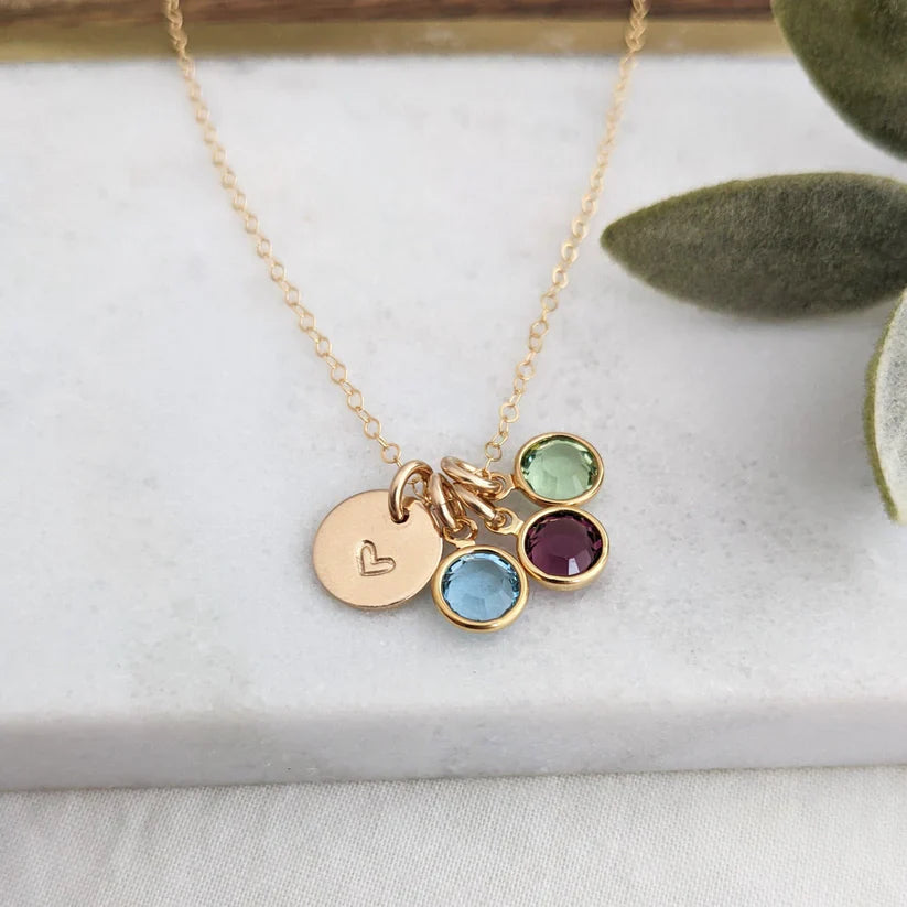 Collier Cœur et Pierre de Naissance pour Maman – Collier Famille Personnalisé