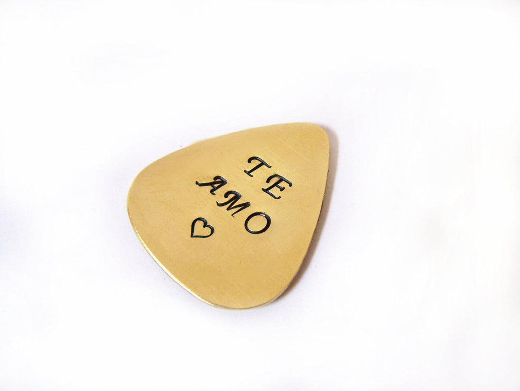 Médiator de guitare « Te Amo » estampillé à la main