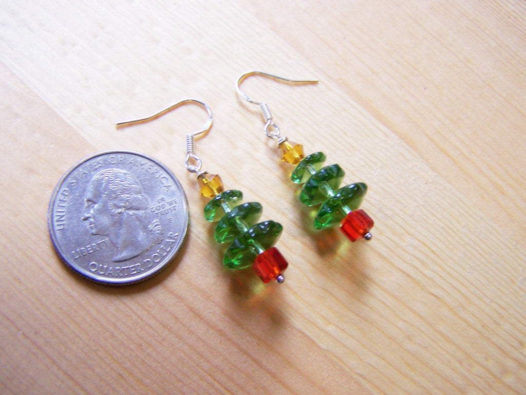 Boucles d'oreilles en argent sterling avec sapin de Noël en cristal Swarovski