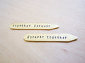 Together Forever Custom Message Hand Stamped Brass Monogrammed Collar Stays / Gift for Him