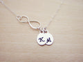 Sterling Silver Infinity Two Initial Hand Stamped Personalized Necklace / Gift for Her