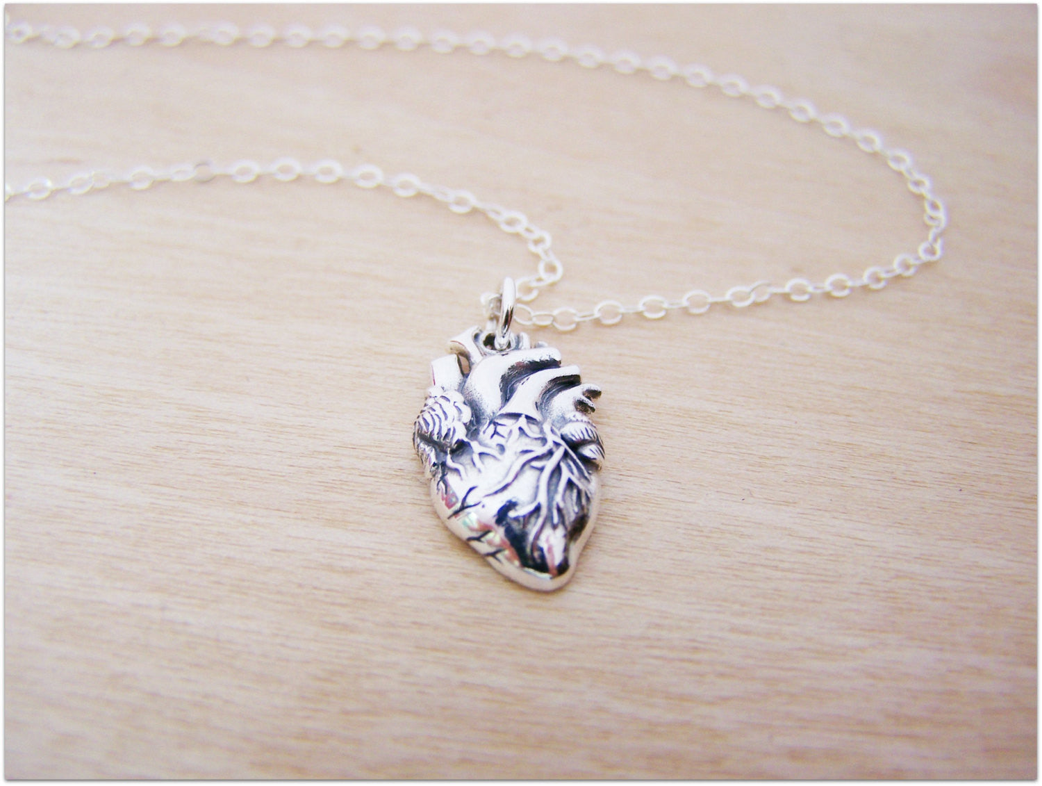 Sterling Silver Anatomical Heart Necklace – Realistic Heart Charm for Medical Professionals & Students