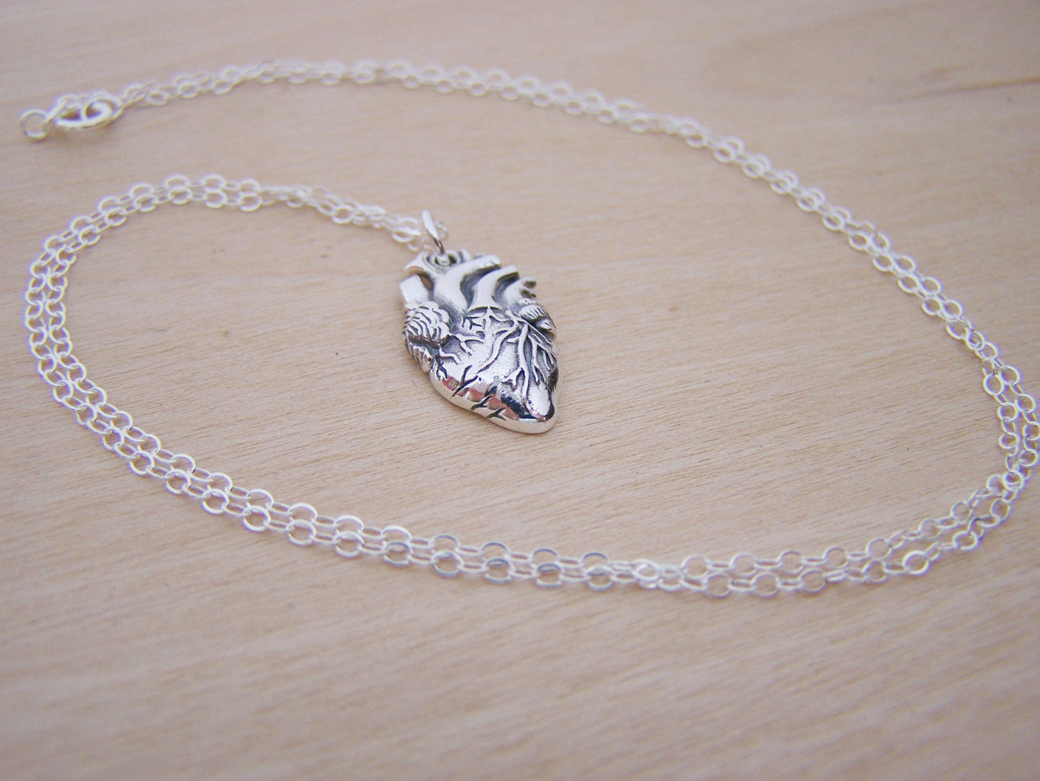 Sterling Silver Anatomical Heart Necklace – Realistic Heart Charm for Medical Professionals & Students