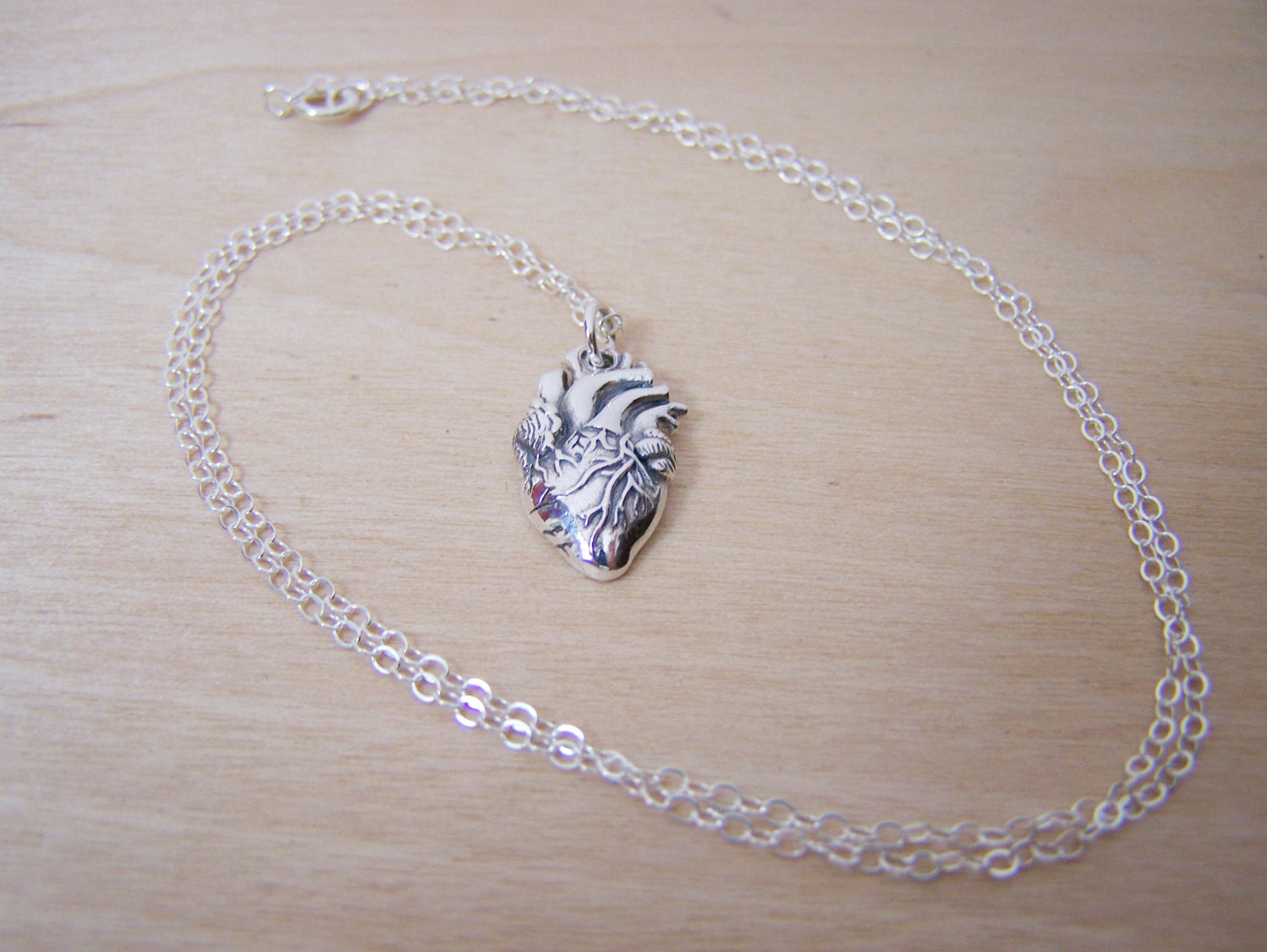 Sterling Silver Anatomical Heart Necklace – Realistic Heart Charm for Medical Professionals & Students