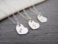 Collier Personnalisé Initiales Gravées Main en Argent Sterling avec Petit Cœur