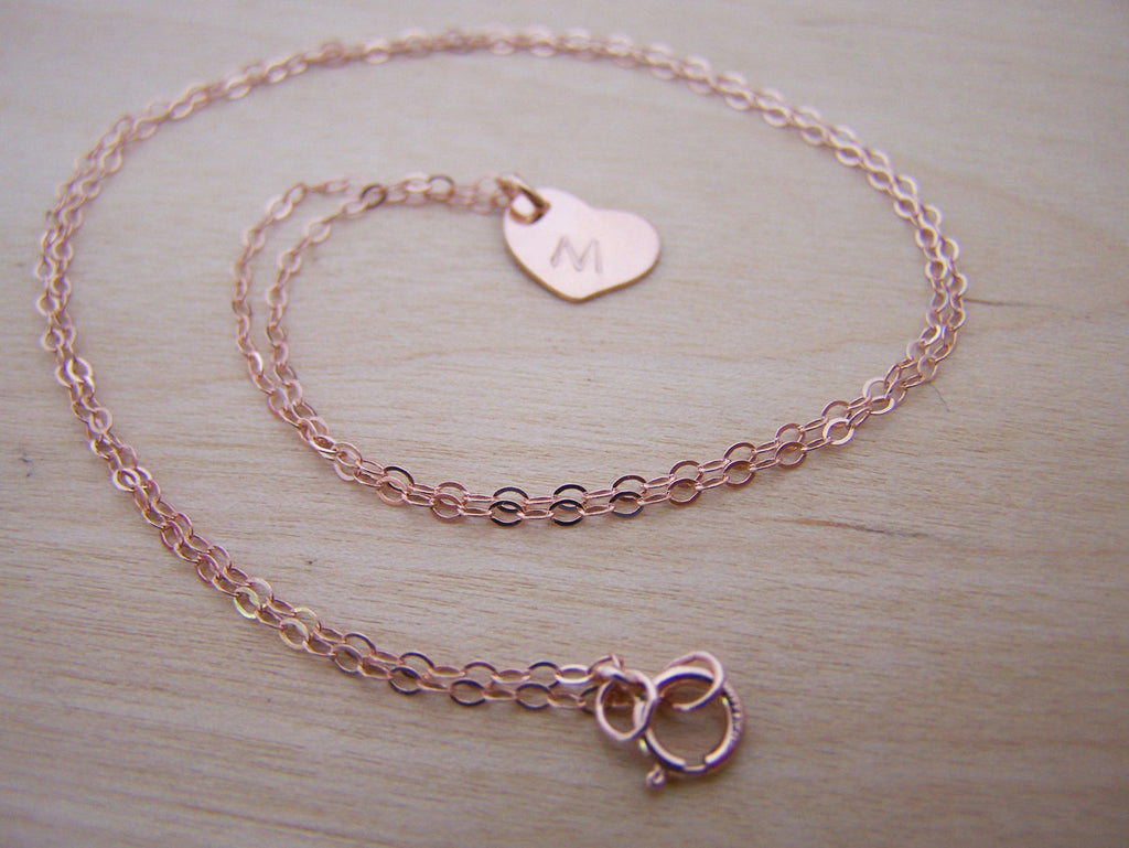 Collier Coeur Or Rose Miniature Personnalisé avec Initiale