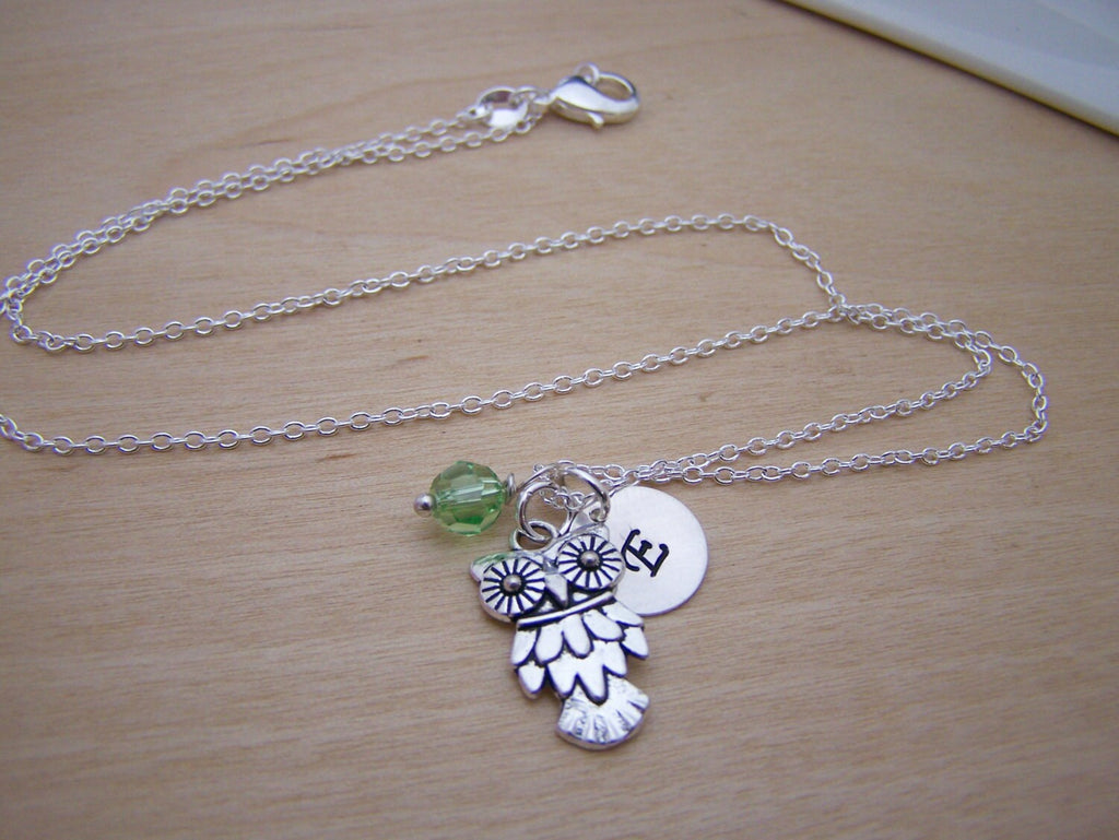 Owl Charm Personalized Sterling Silver Necklace