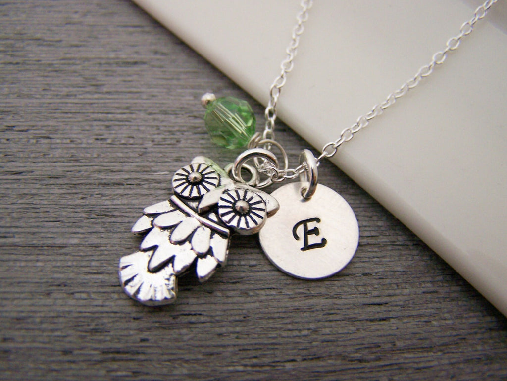 Owl Charm Personalized Sterling Silver Necklace