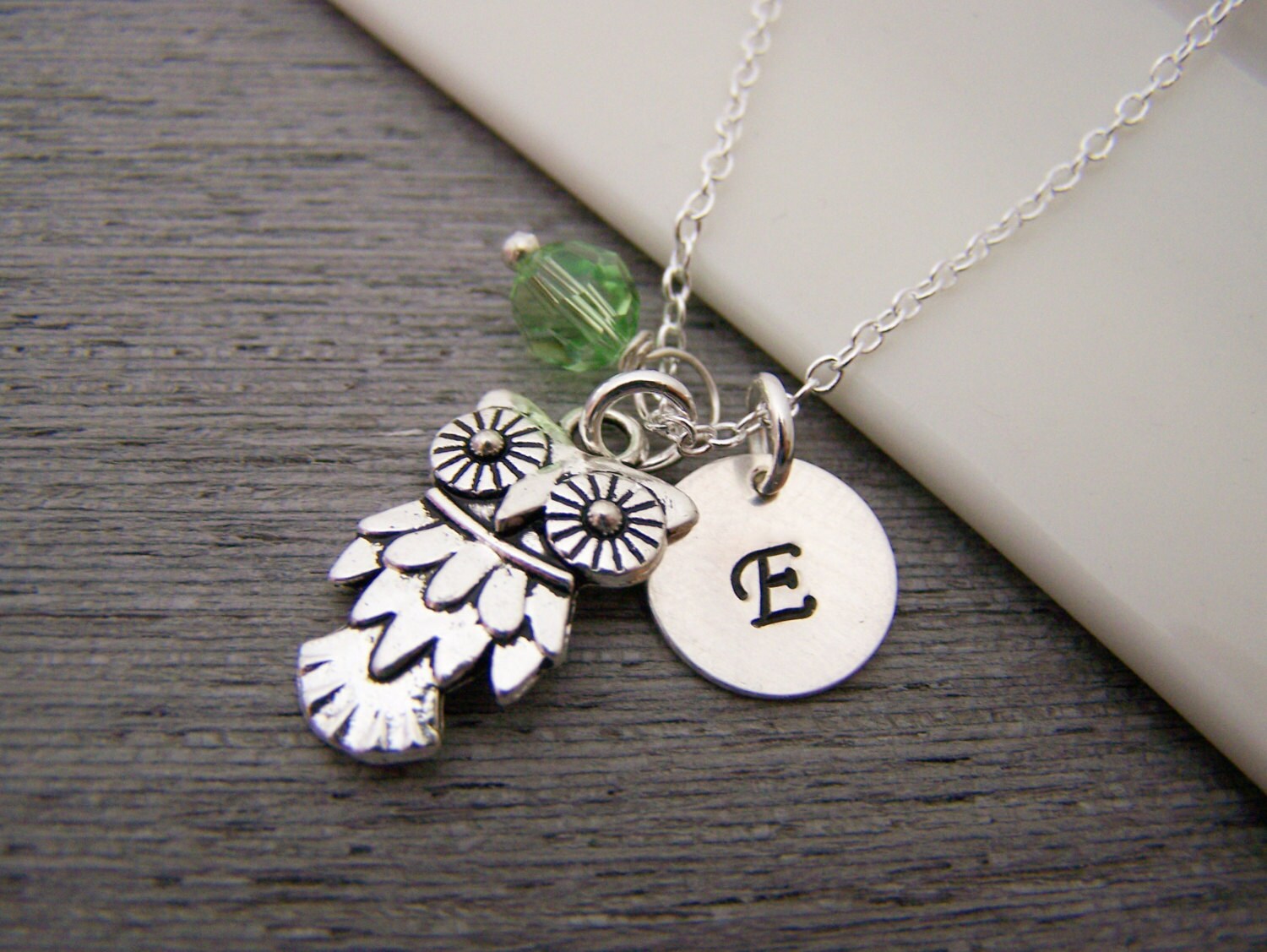 Owl Charm Personalized Sterling Silver Necklace