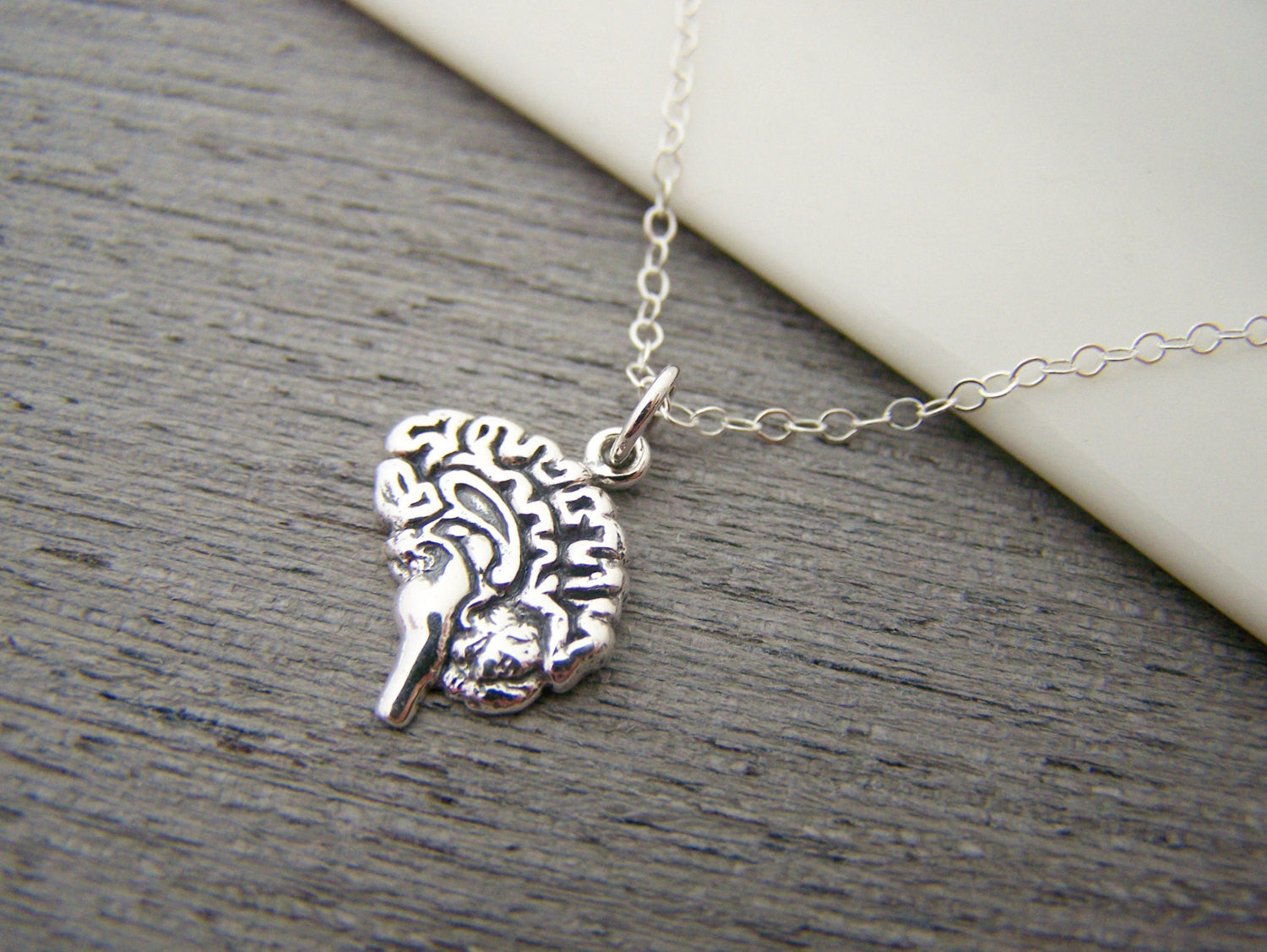 Collier en argent sterling avec pendentif anatomique en forme de cerveau – Breloque artisanale pour les professionnels de la santé et les étudiants
