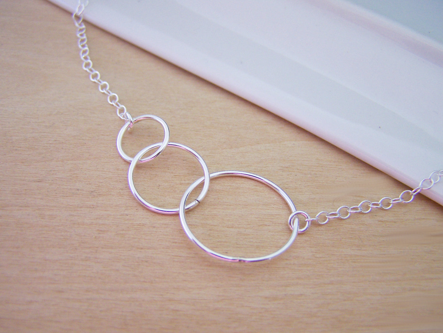 Three Circle Link Sterling Silver Necklace