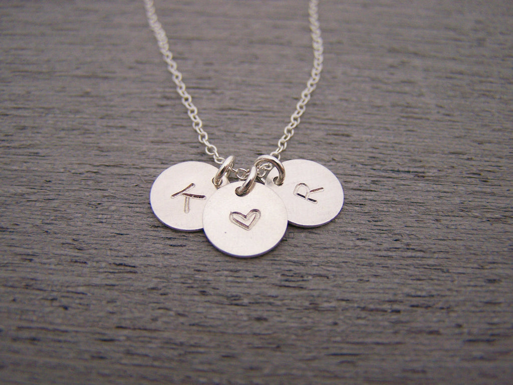 Two Initial Heart Disc Necklace – Personalized Sterling Silver Jewelry