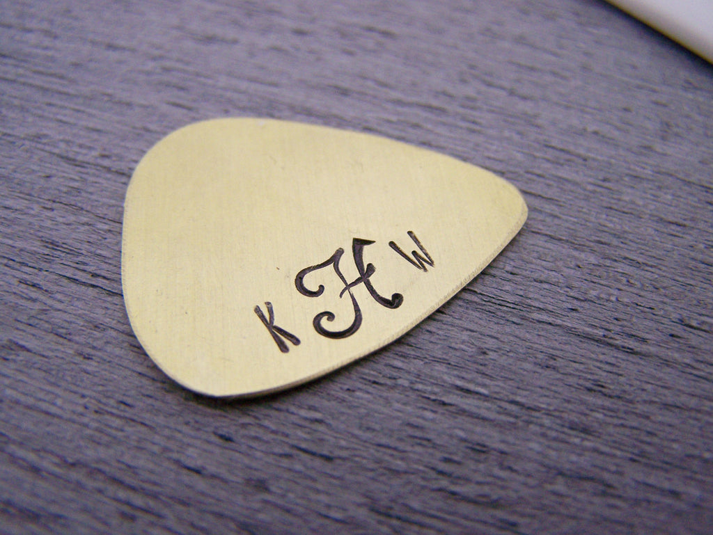Médiator de Guitare Personnalisé Initiales Monogrammées Script