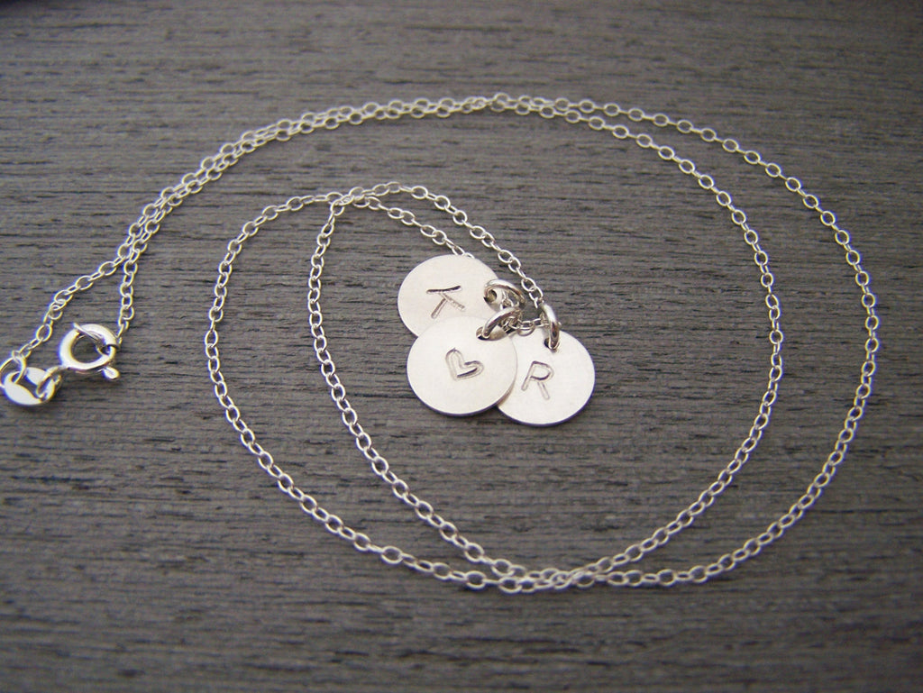 Two Initial Heart Disc Necklace – Personalized Sterling Silver Jewelry