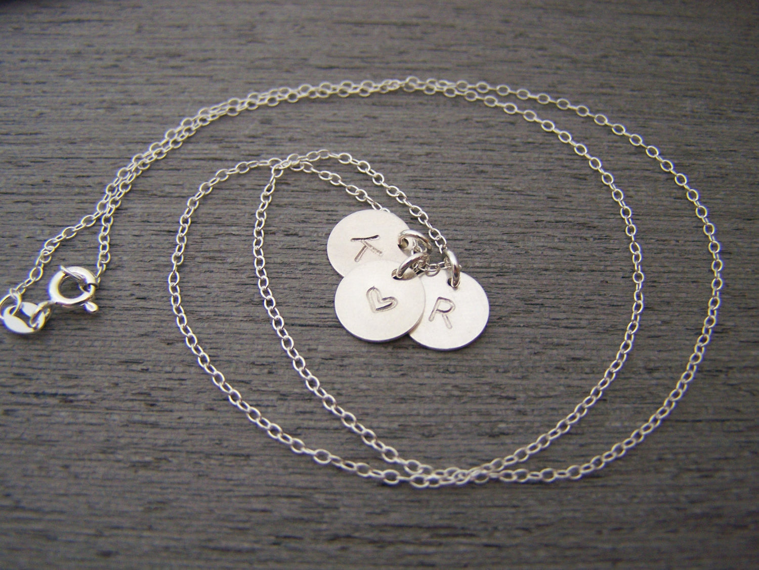 Two Initial Heart Disc Necklace – Personalized Sterling Silver Jewelry