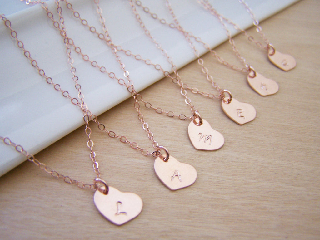Collier Coeur Or Rose Miniature Personnalisé avec Initiale