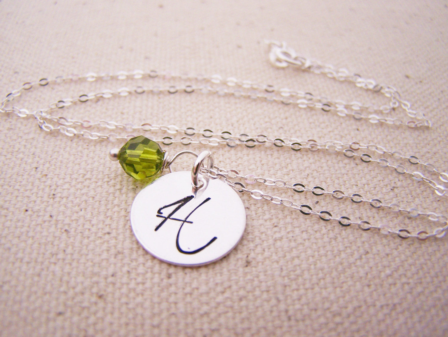 Collier personnalisé - Collier initiales - Collier pierre de naissance - Collier initiales en argent sterling - Collier pierre de naissance monogrammé