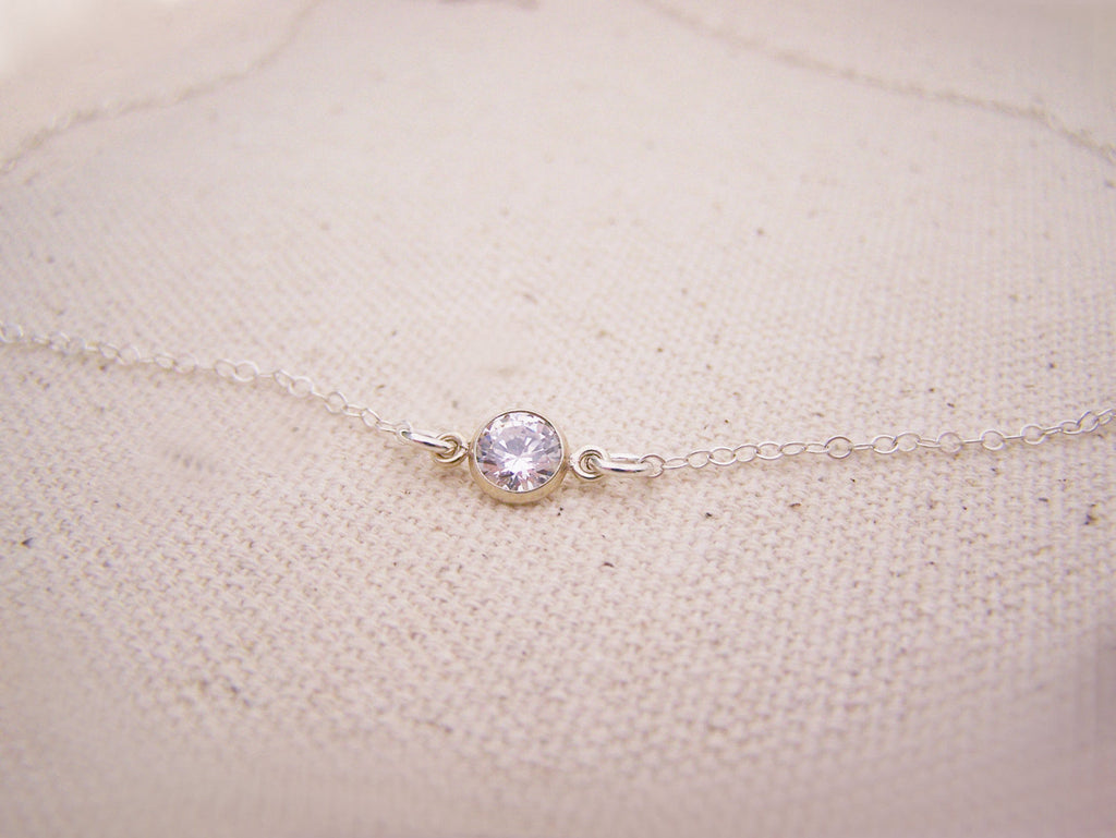 Tiny Diamond Alternative Choker, Sterling Silver - As Seen on Poppa’s House
