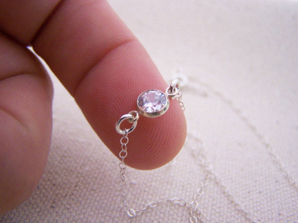 Tiny Diamond Alternative Choker, Sterling Silver - As Seen on Poppa’s House