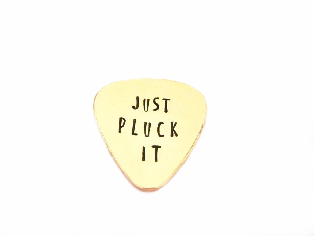 Médiator de guitare personnalisé gravé main Just Pluck It