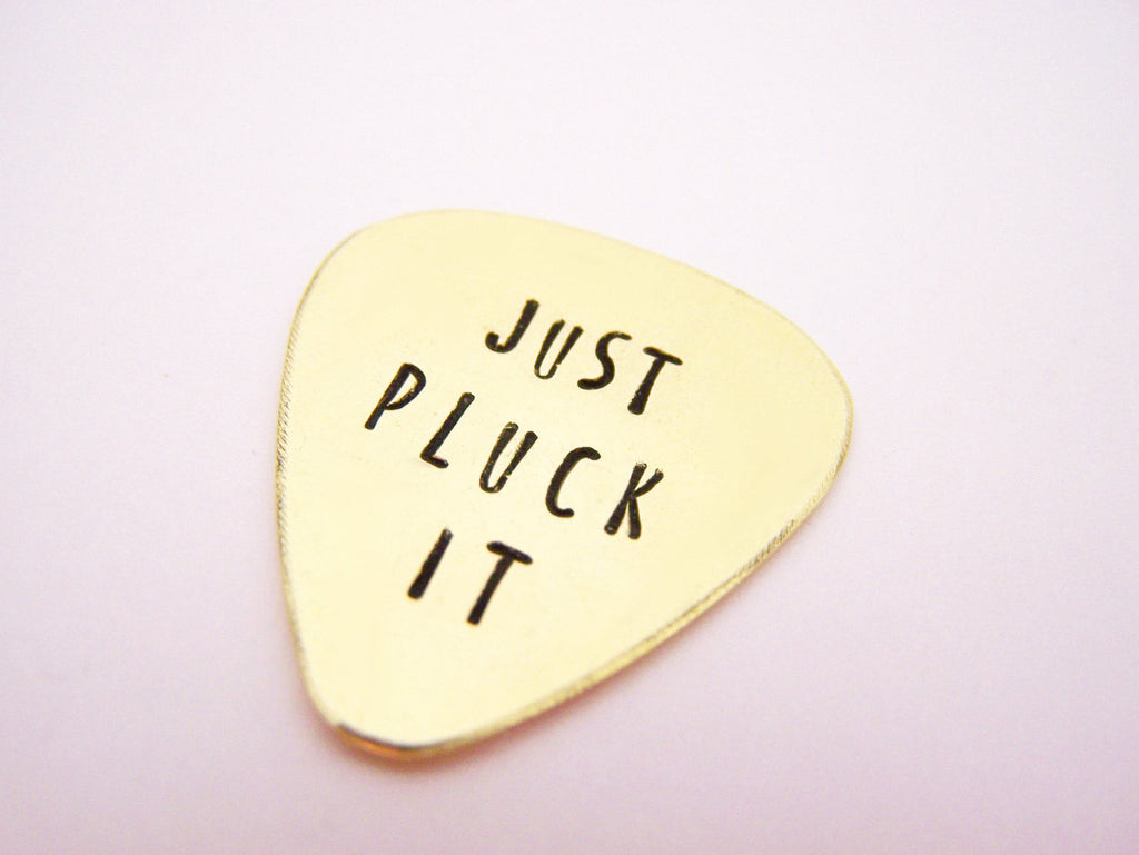 Médiator de guitare personnalisé gravé main Just Pluck It