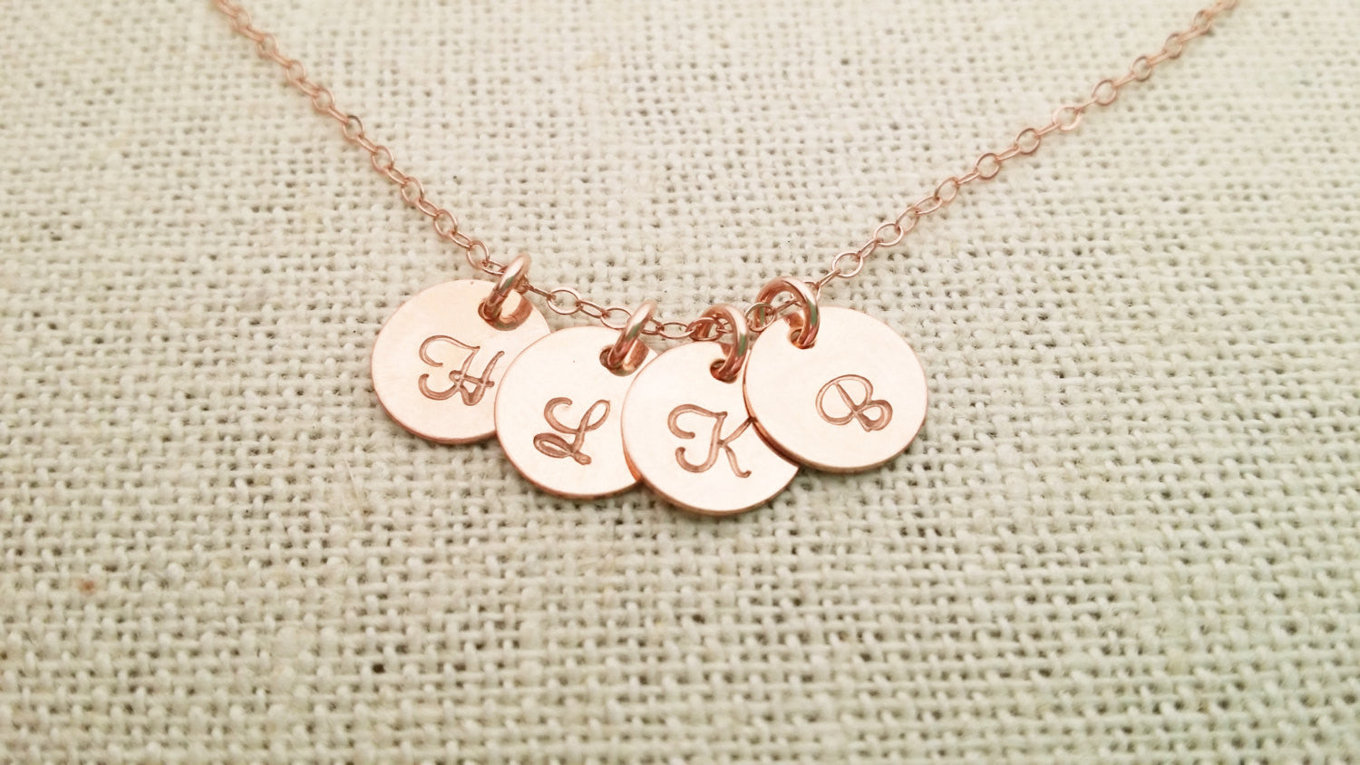ROSE Gold Tiny Initial Disc Personalized Necklace