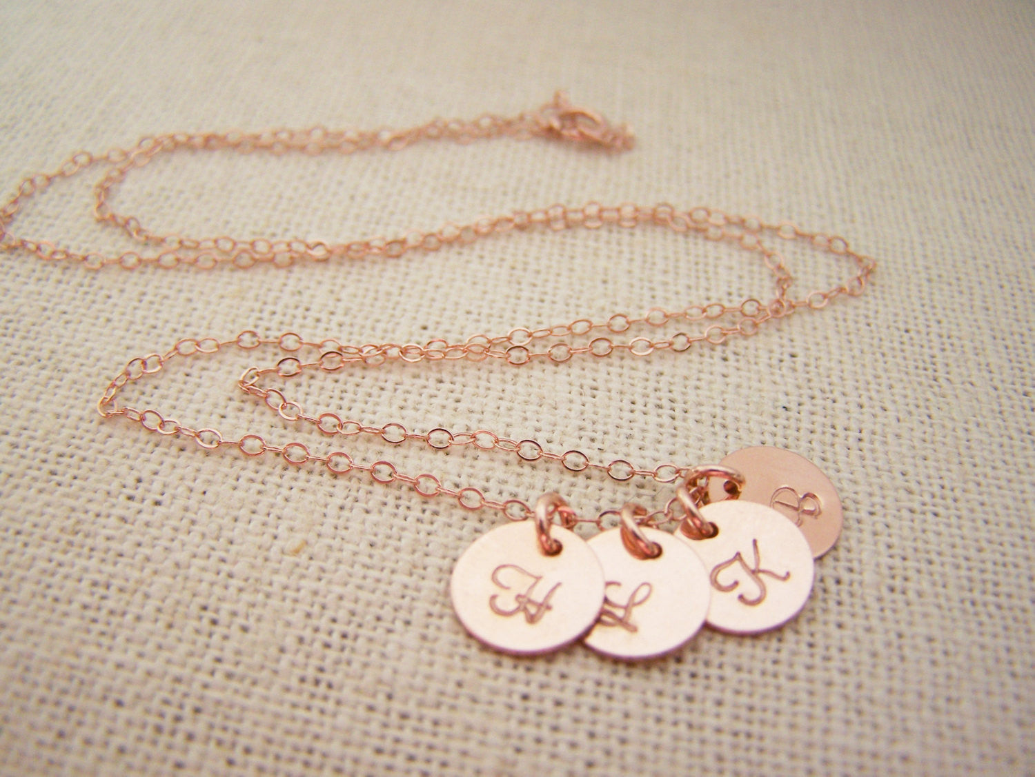 ROSE Gold Tiny Initial Disc Personalized Necklace
