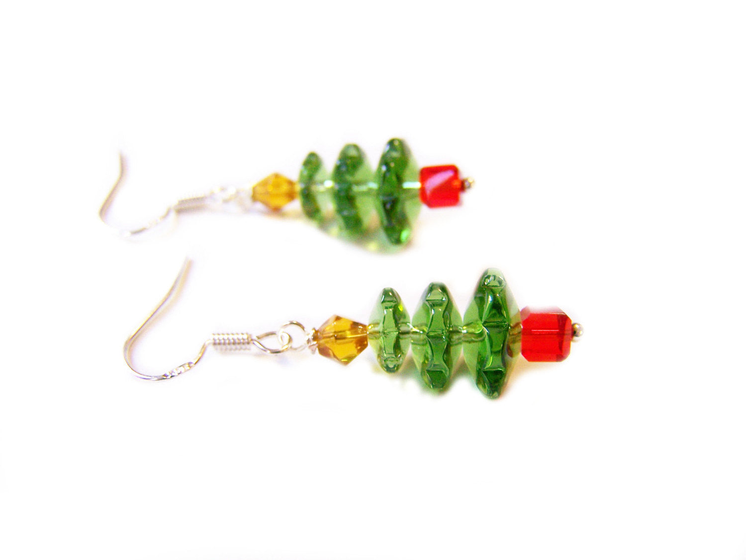 Boucles d'oreilles en argent sterling avec sapin de Noël en cristal Swarovski