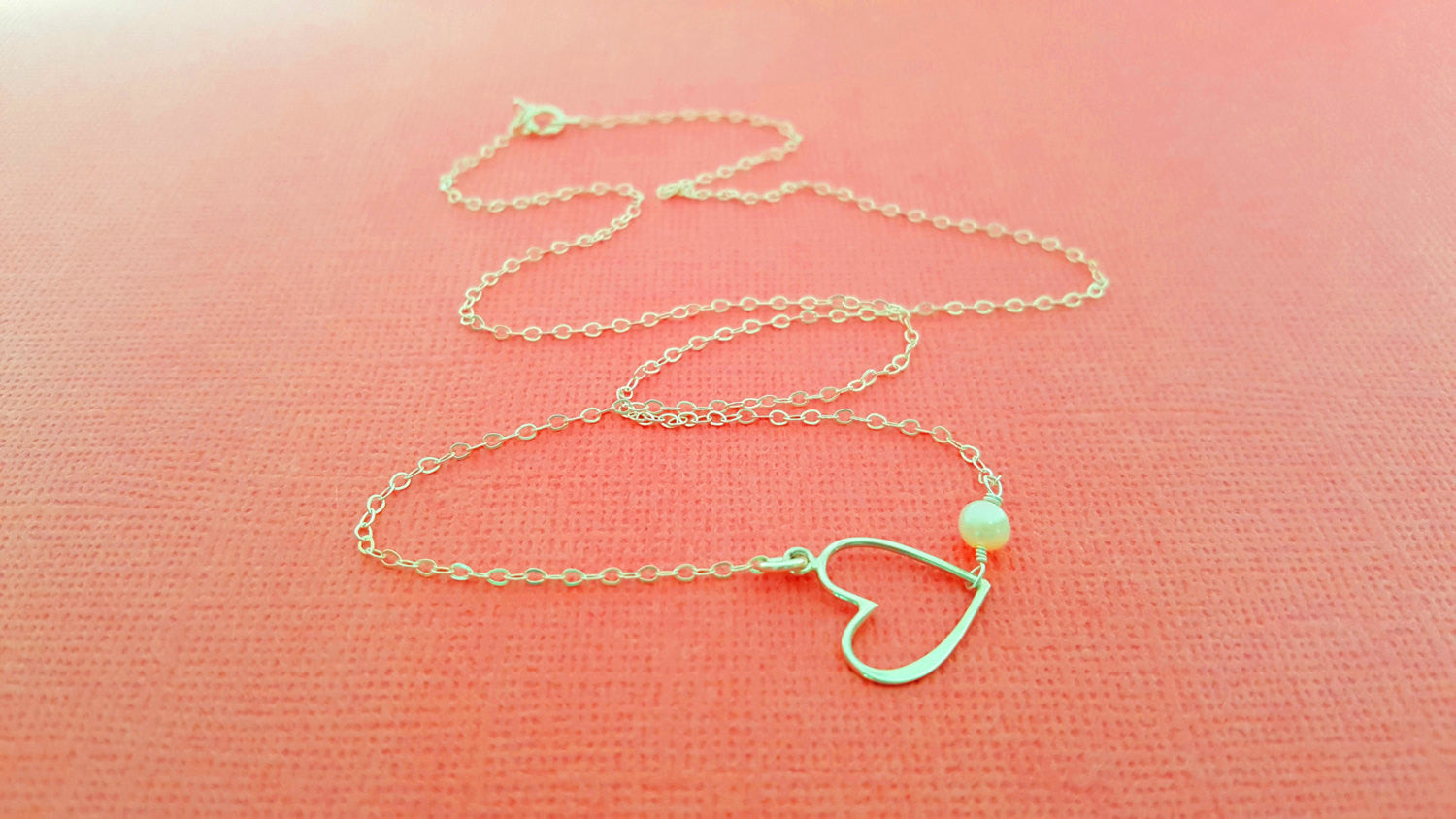 Collier Cœur Incliné avec Perle d'Eau Douce – Bijoux en Argent Sterling