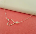 Collier Cœur Incliné avec Perle d'Eau Douce – Bijoux en Argent Sterling