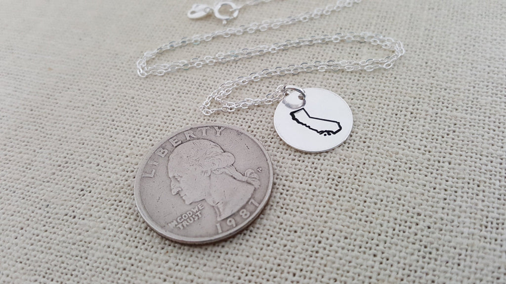 State Necklace - Hand Stamped Necklace - Home State Necklace