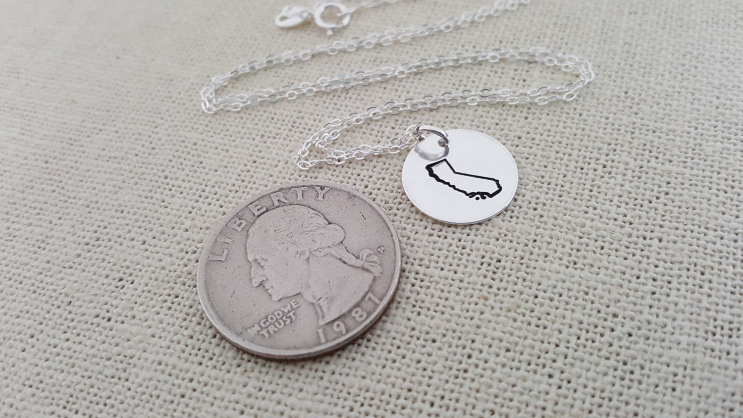 State Necklace - Hand Stamped Necklace - Home State Necklace