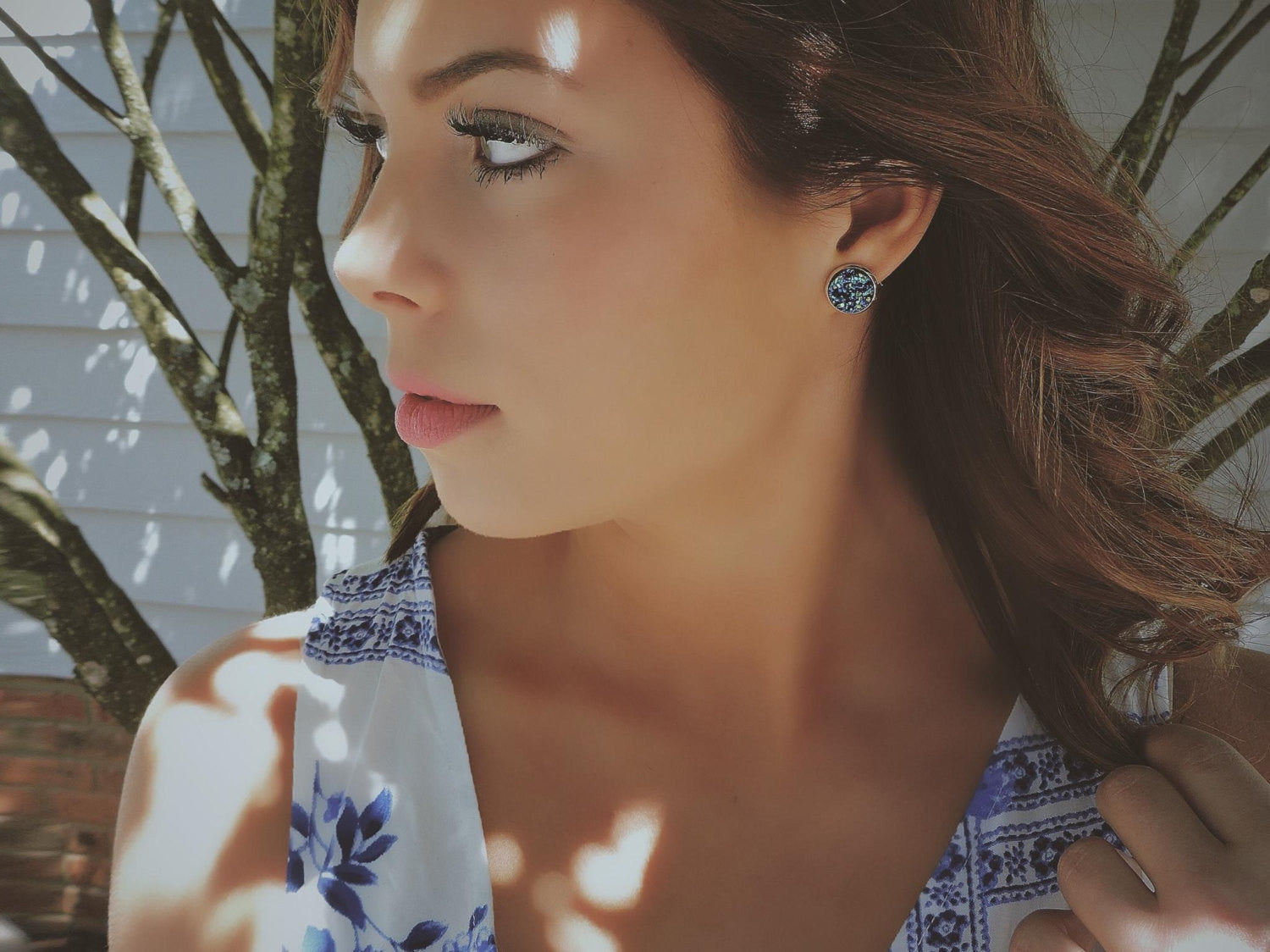 Sparkling Faux Druzy Stud Earrings