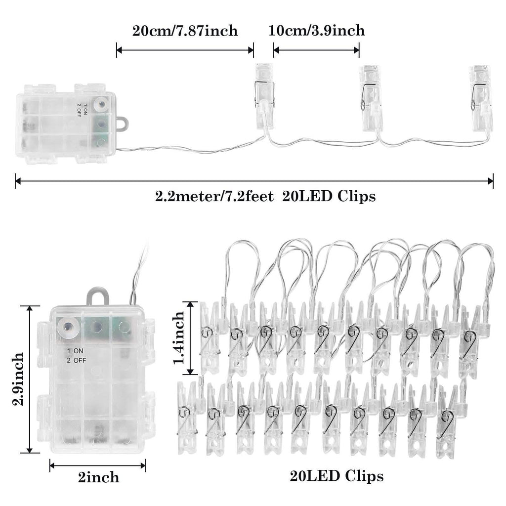 IMAGE Guirlande Lumineuse LED avec 20 Pinces Photo, 2,1 m