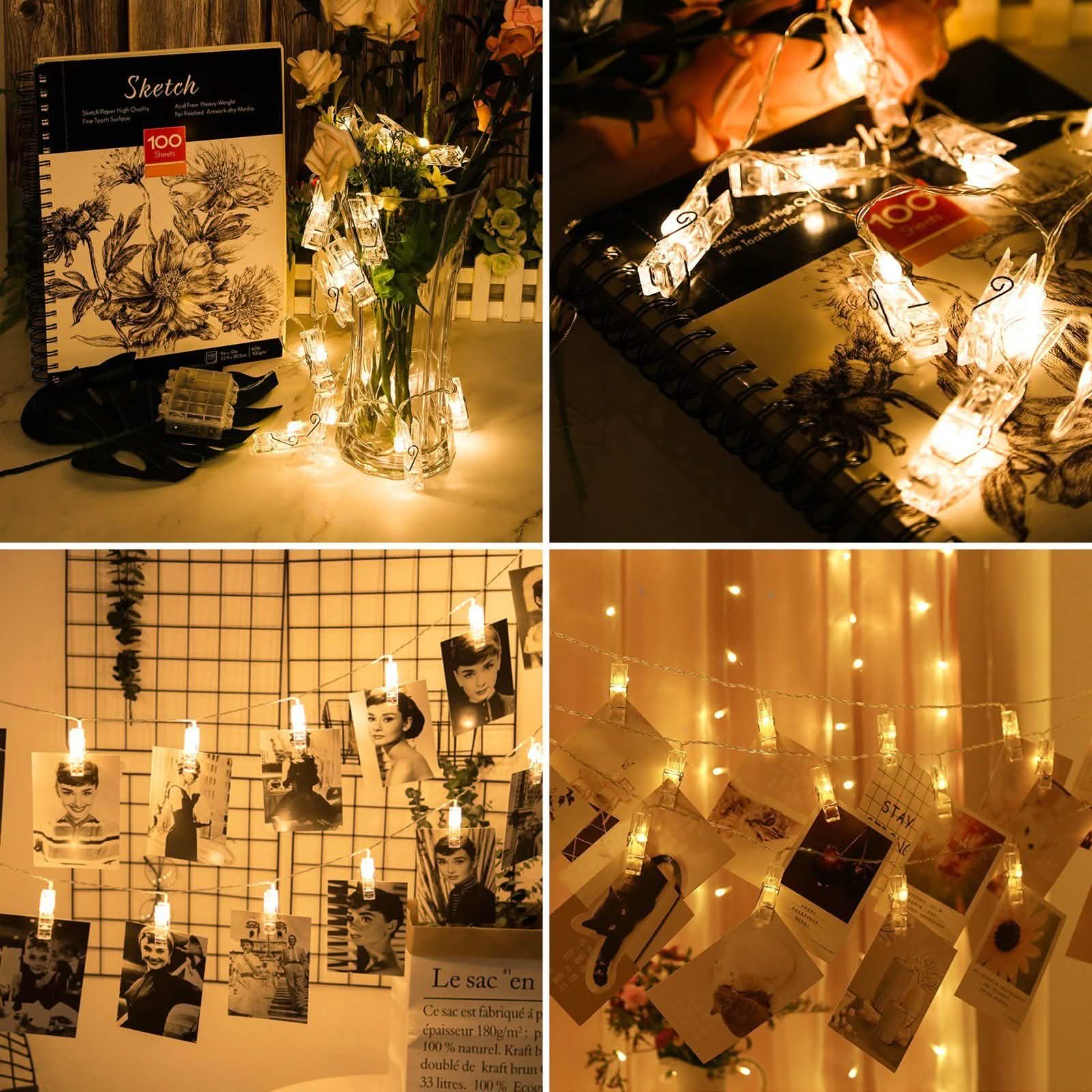 IMAGE Guirlande Lumineuse LED avec 20 Pinces Photo, 2,1 m