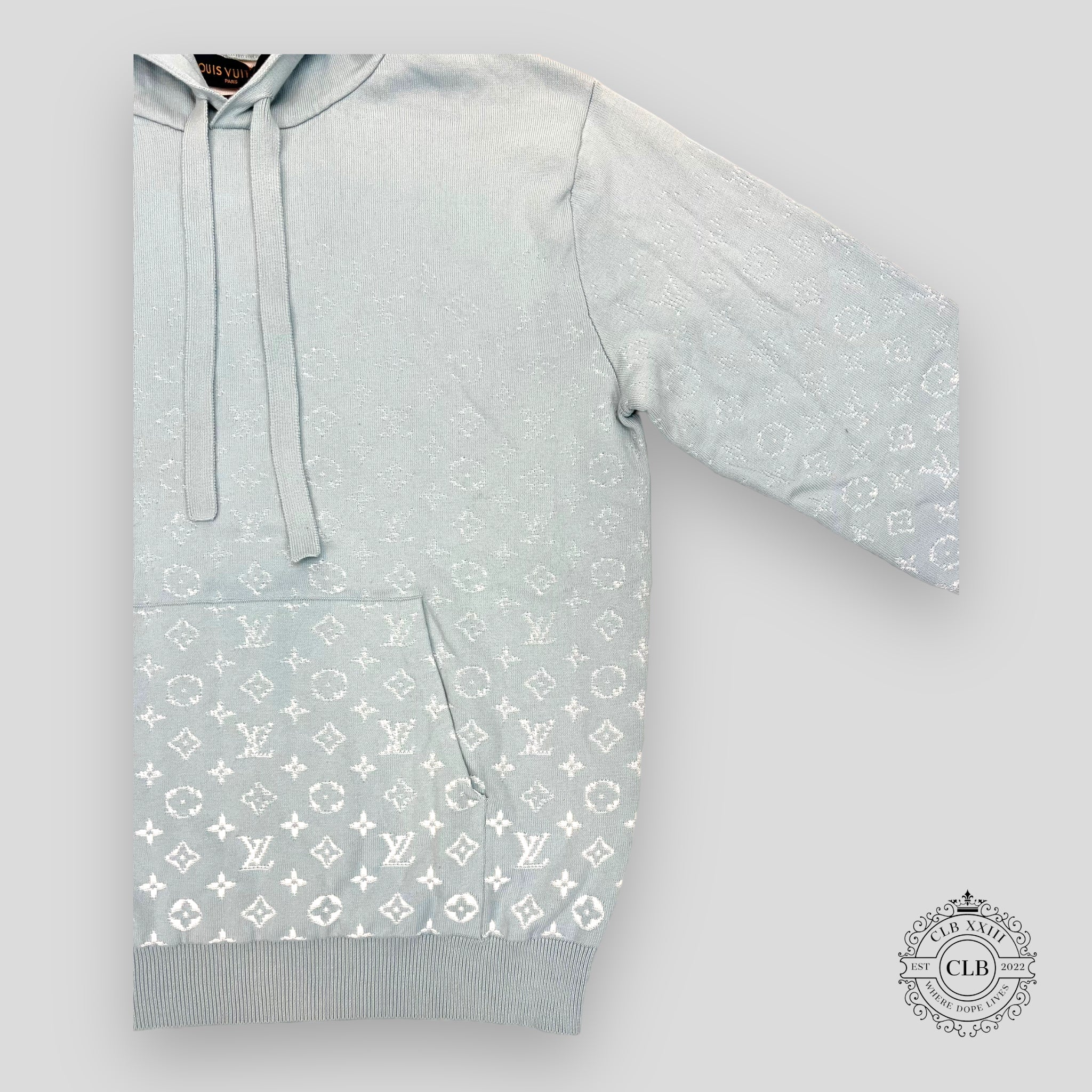 Sweat à capuche en maille dégradée bleu Louis Vuitton