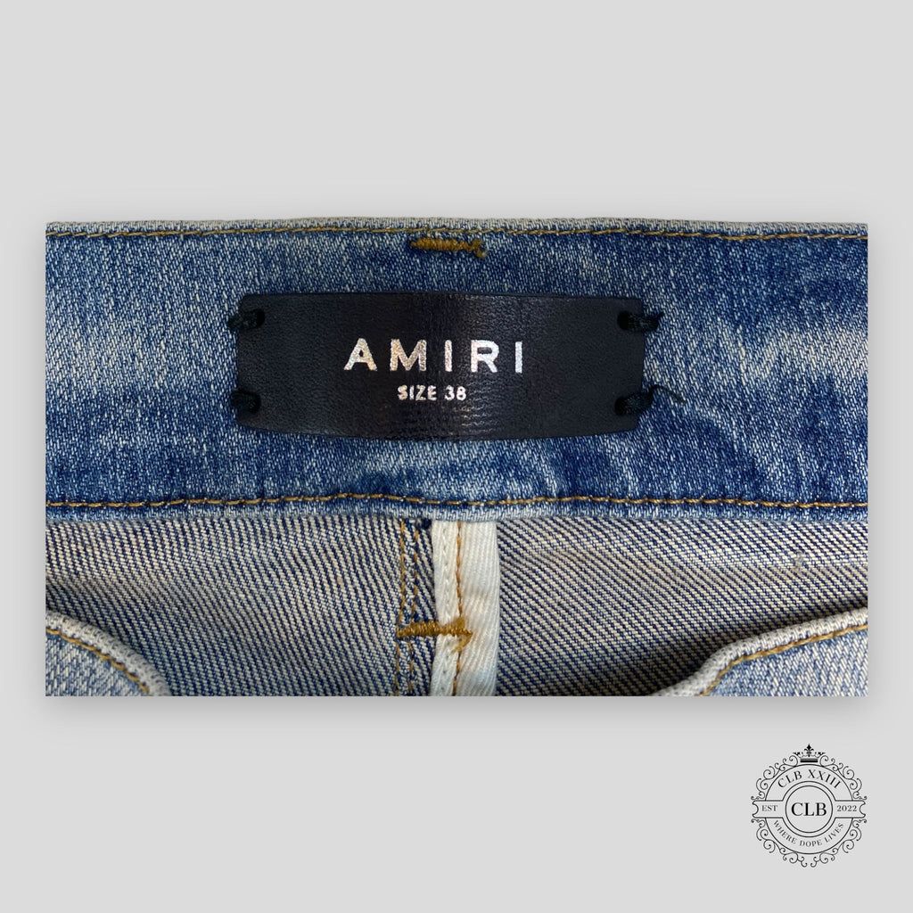 JEANS AMIRI PEINTURE ÉCLABOUSSURES - INDIGO ARGILE